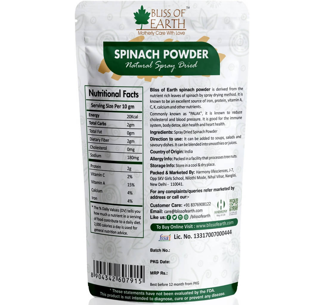 Bliss of Earth Spinach Powder Bliss of Earth
