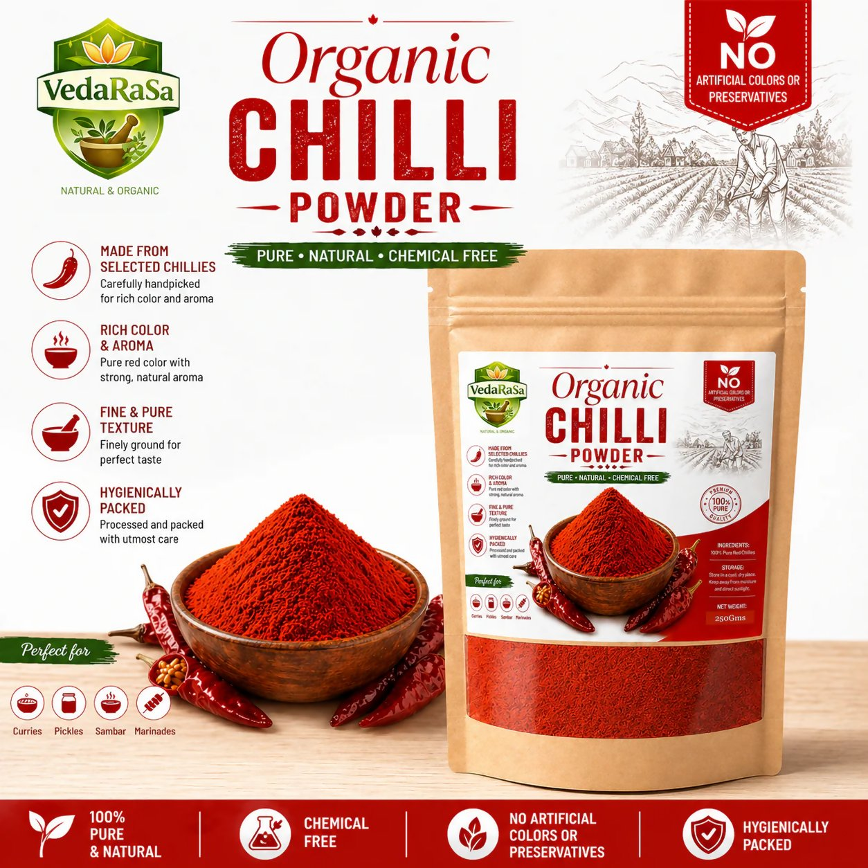VedaRasa Organic Chilli Powder VedaRasa
