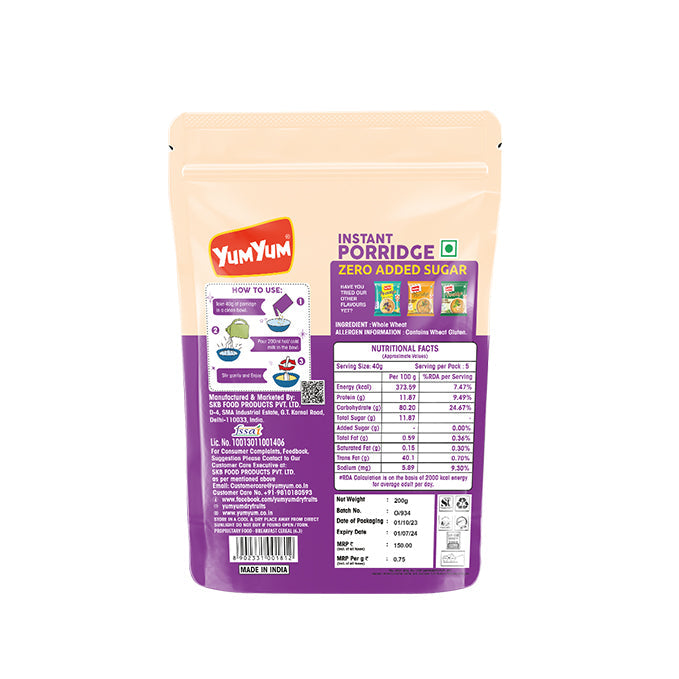Yum Yum Instant Zero Added Sugar Porridge Pouch Yum Yum