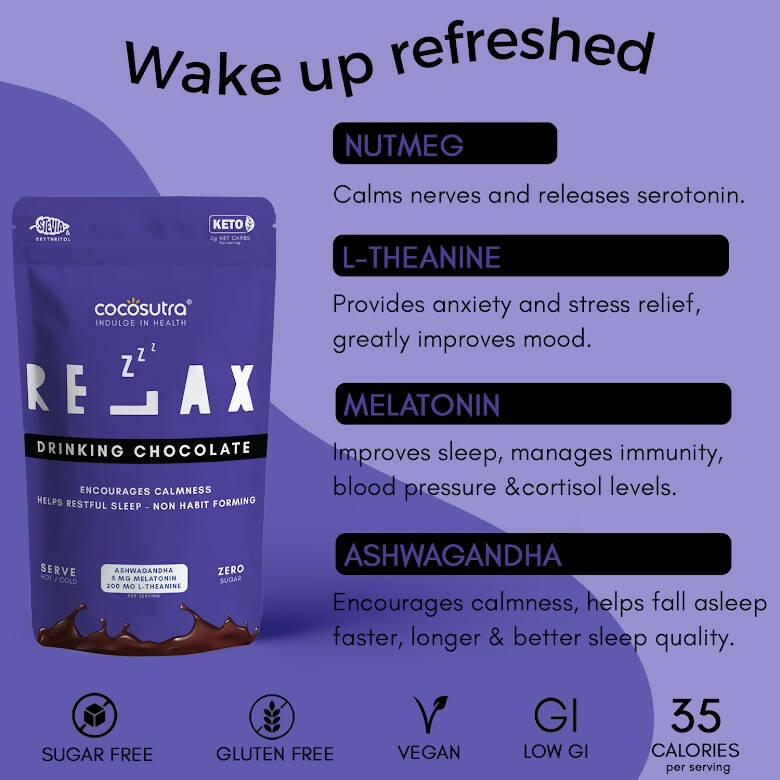 Cocosutra Lite - Relax - Sugar Free Drinking Chocolate Mix Cocosutra