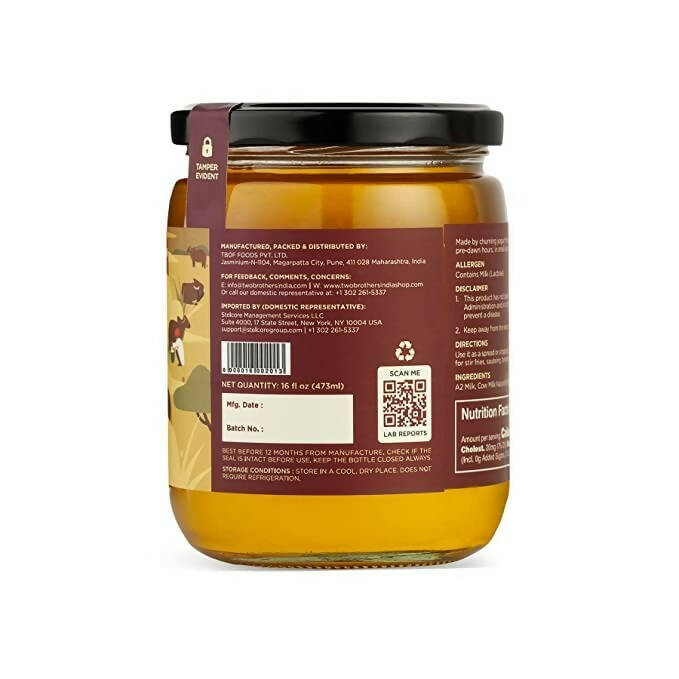 Two Brothers Organic Farms - A2 Ghee Cultured Cow Desi Ghee | 100% Pure and Natural - Desi Ghee - Highly Nutritious - Boost Immunity & Energy Two Brothers Organic Farms