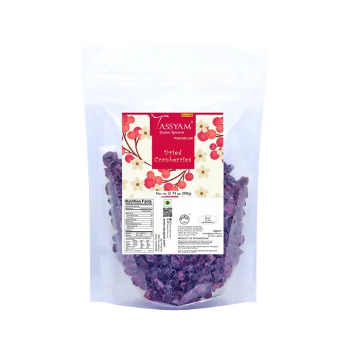 Tassyam Organics Premium Imported Dried Cranberries - Pouch - Safuron