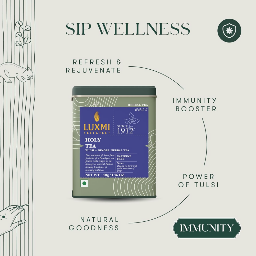 Luxmi Estates Holy Tea Tin - Tulsi Herbal Infusion Luxmi Estates