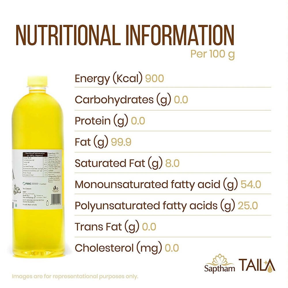 Saptham Taila 100% Wood Pressed Almond Oil Saptham
