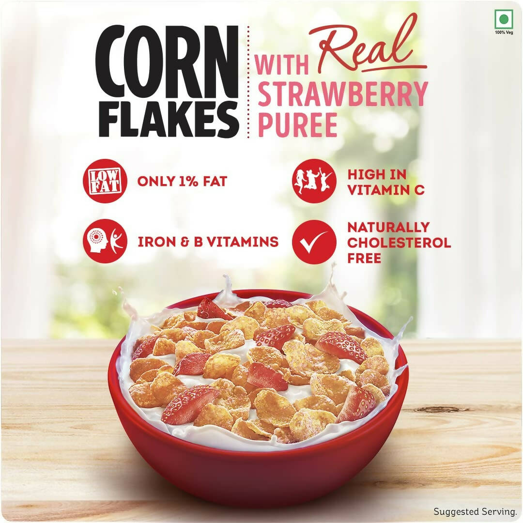 Kellogg's Corn Flakes With Real Strawberry Puree Kellogg's