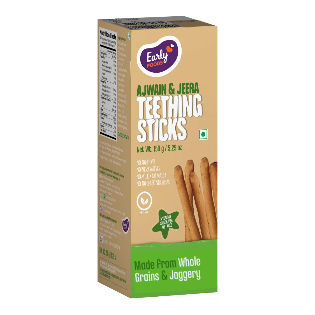 Early Foods Whole Wheat Ajwain Jaggery Teething Sticks - Safuron