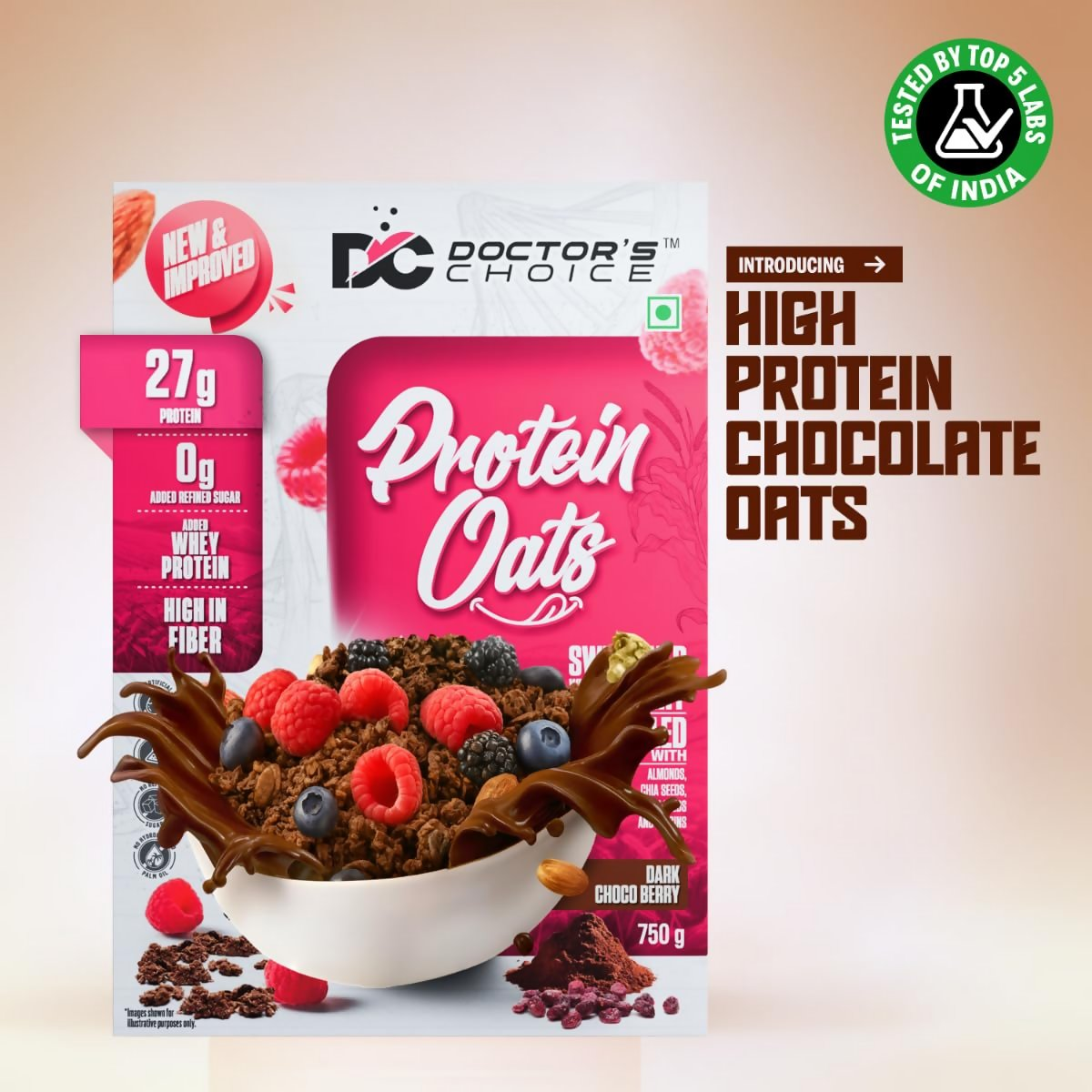 Dc Doctors Choice High Protein Oats ( Dark Choco Berry Flavor) Dc Doctors Choice