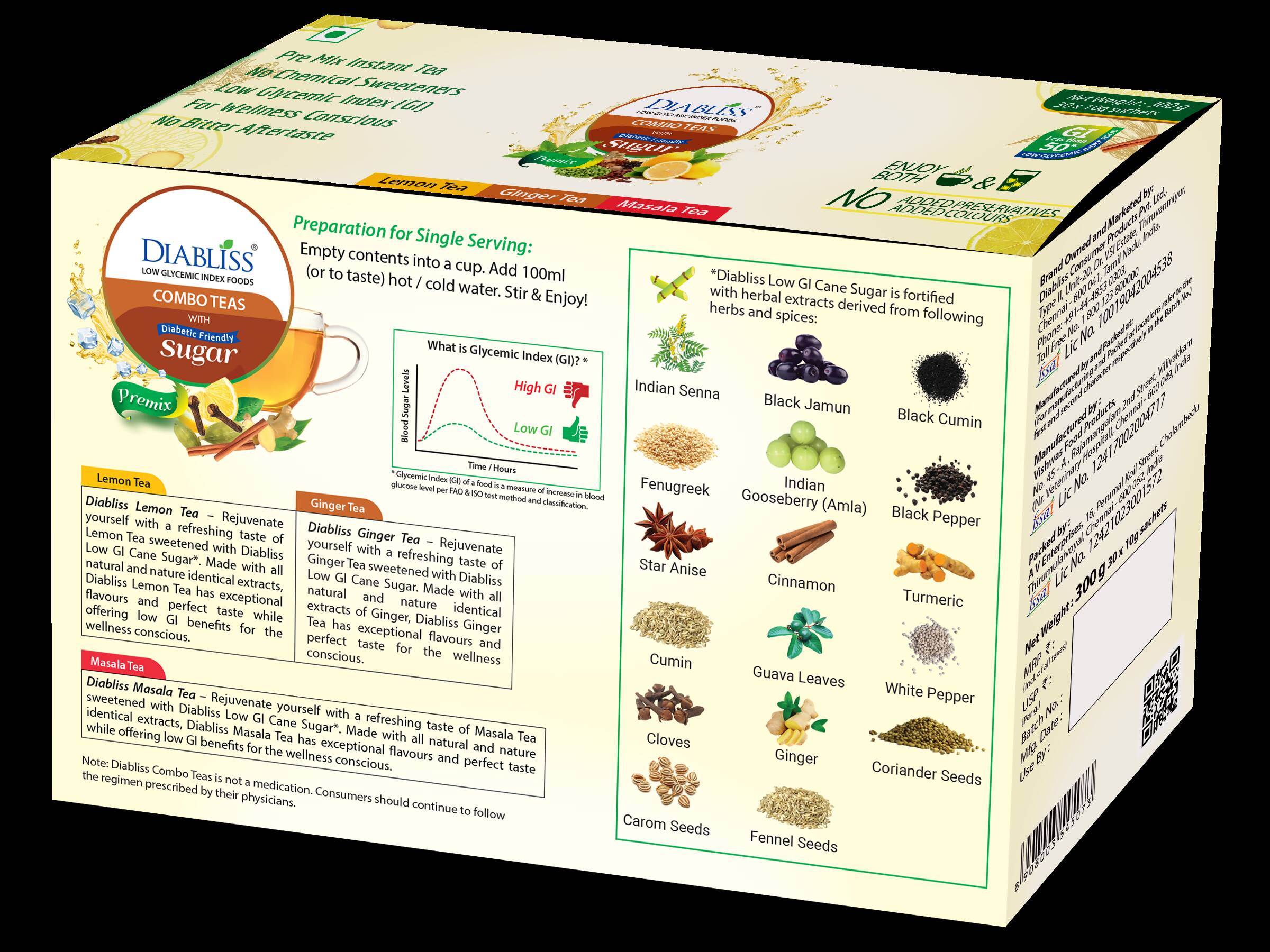 Diabliss Combo Teas with Diabetic Friendly Sugar Diabliss