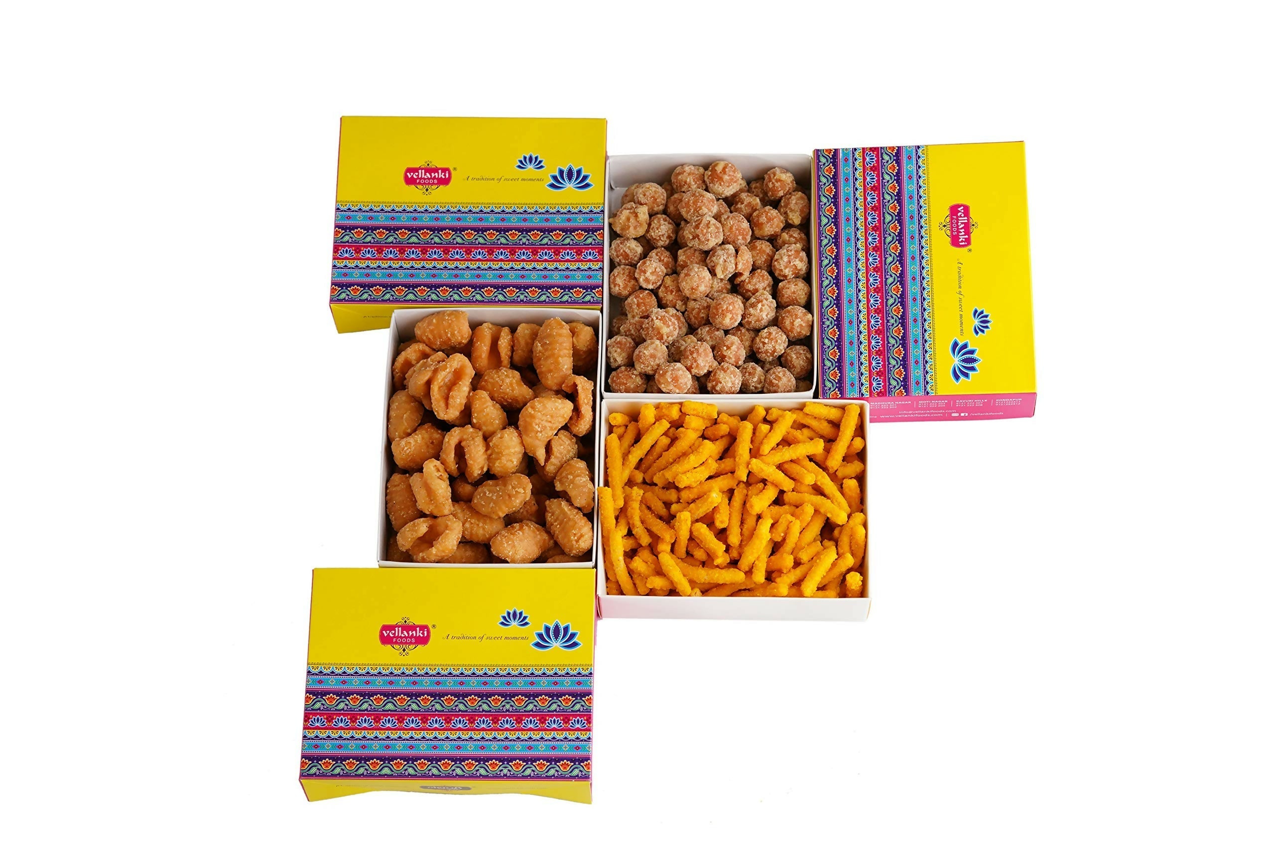 Vellanki Foods Andhra Sweets Combo (250 gm Each) - Venna Vundalu, Gavvalu, Bellam Kommulu Vellanki Foods