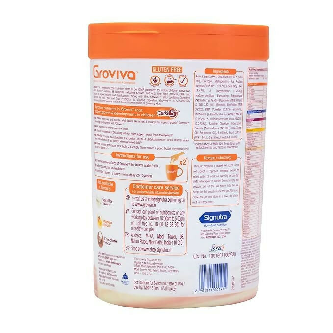 Groviva Customized Health & Nutrition Drink Powder For Kids - Strawberry Flavour Groviva