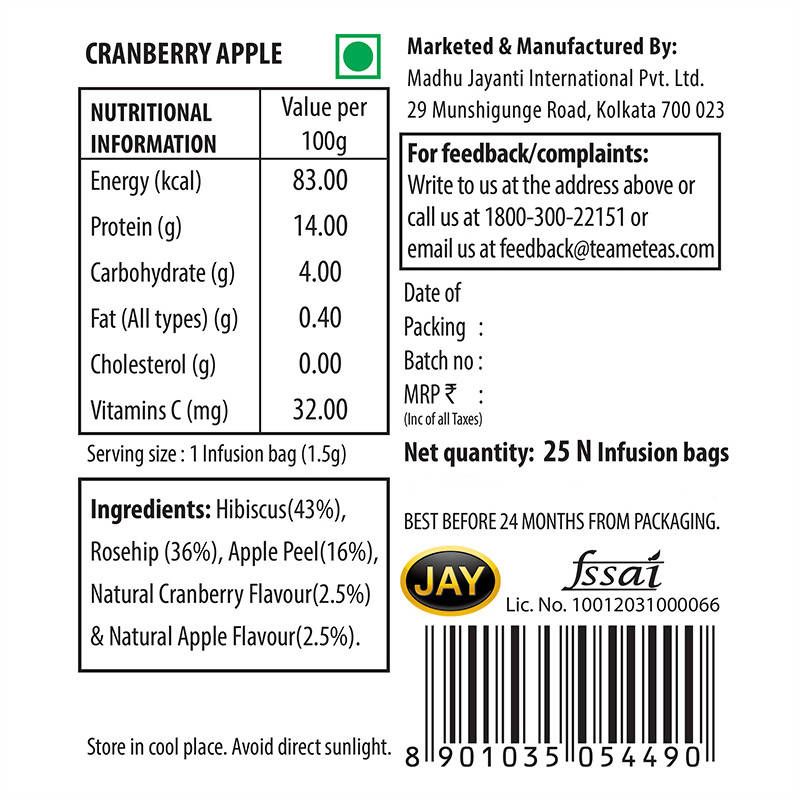 Teame Cranberry Apple Cheer Tea Bags Teame Teas