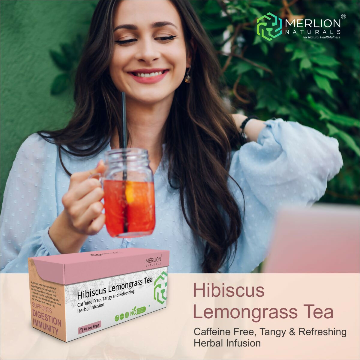 Merlion Naturals Hibiscus Lemongrass Tea Bags Merlion Naturals