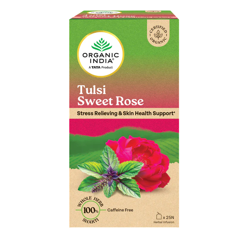 Organic India Tulsi Sweet Rose 25 Tea Bags - Safuron