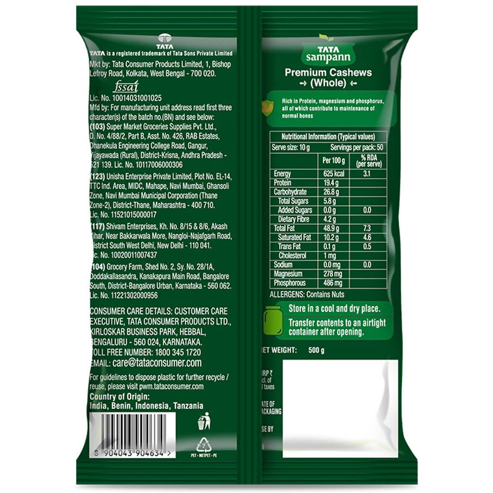 Tata Sampann Premium Cashews Whole Tata