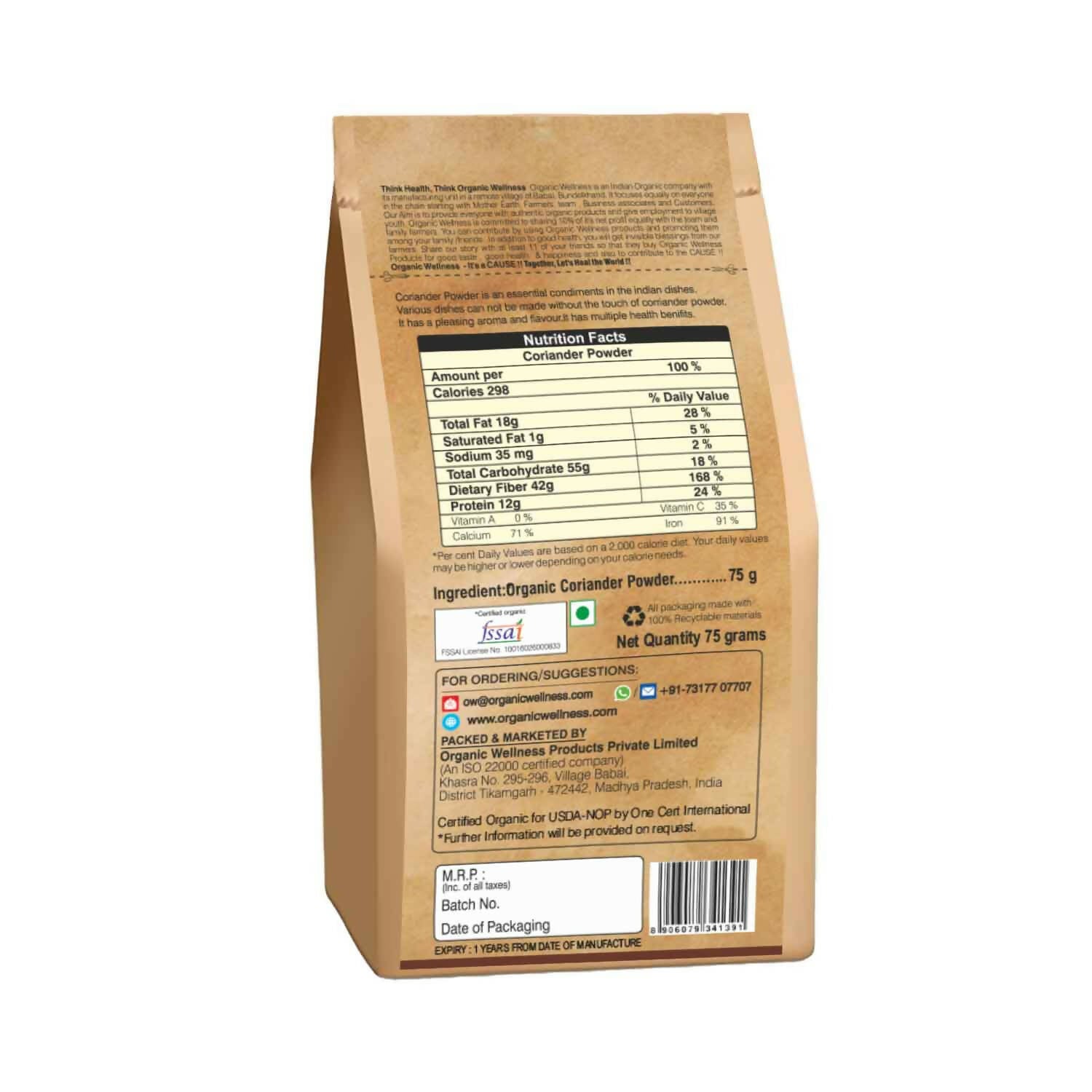 Organic Wellness Coriander Powder Organic Wellness