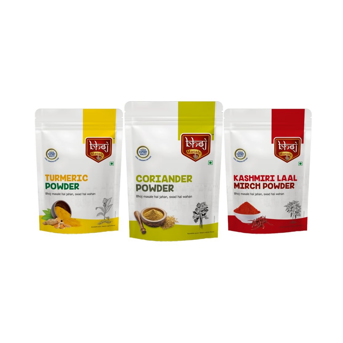 Bhoj Masale Haldi,Dhaniya And Kashmiri Lal Mirch Powder Combo Pack - Safuron