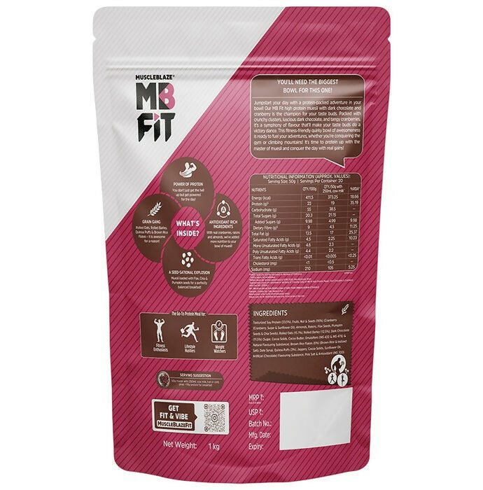 MuscleBlaze Fit High Protein Muesli - Dark Chocolate & Cranberry MuscleBlaze