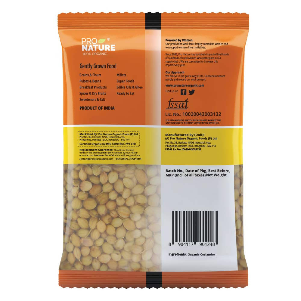 Pro Nature Organic Coriander (Whole) Pro Nature
