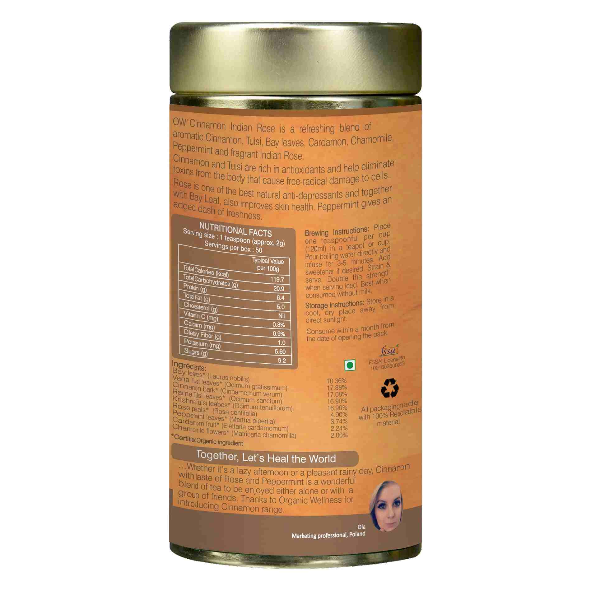 Organic Wellness Cinnamon Indian Rose Leaf Tea Organic Wellness