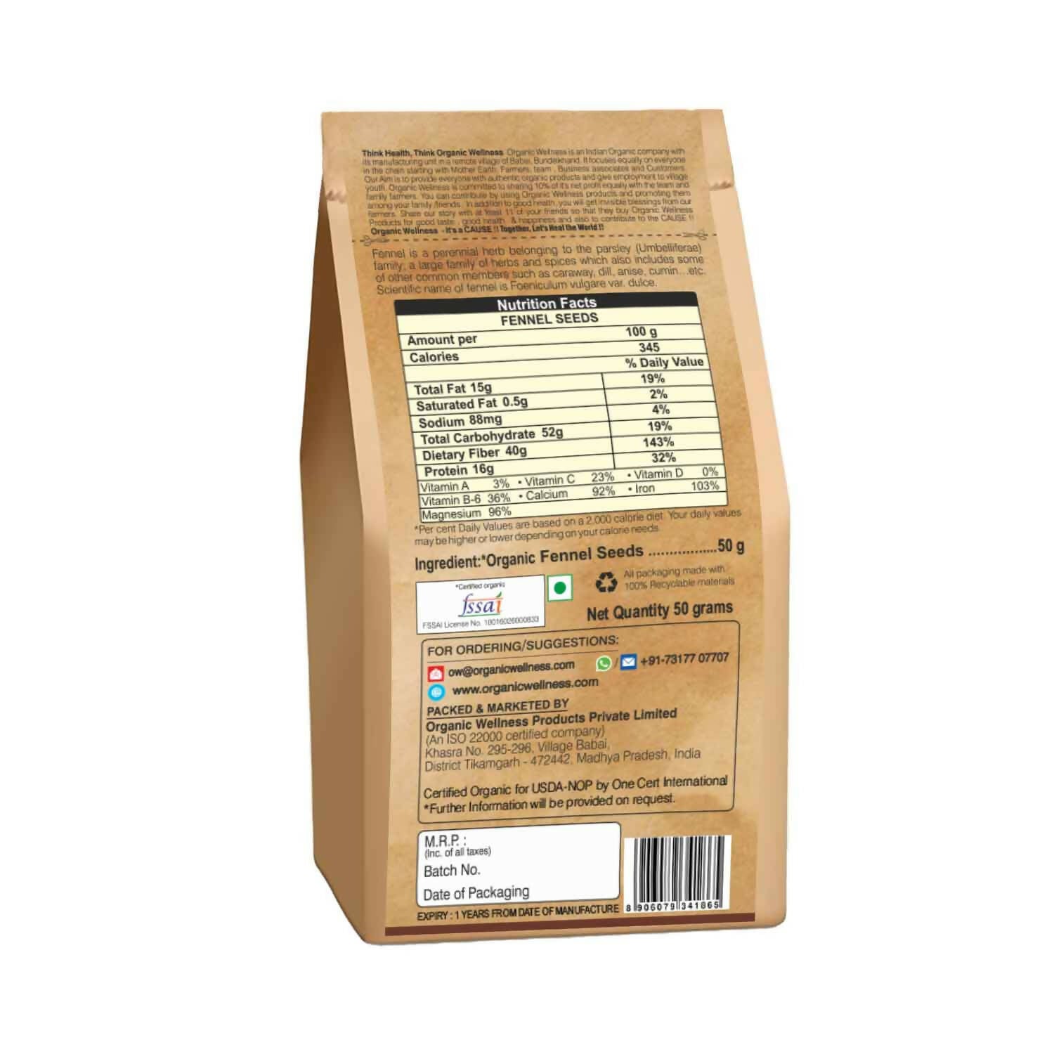 Organic Wellness Fennel Seeds Organic Wellness