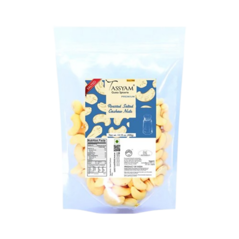 Tassyam Organics Roasted Salted Cashews Namkeen Kaju - Pouch - Safuron