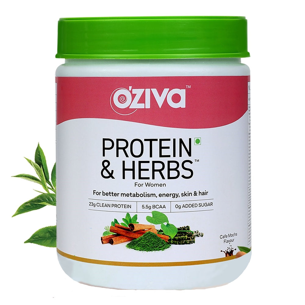 OZiva Protein & Herbs for Women - Protein Powder to Reduce Body Fat, Manage Weight & Metabolism, No Added Sugar OZiva