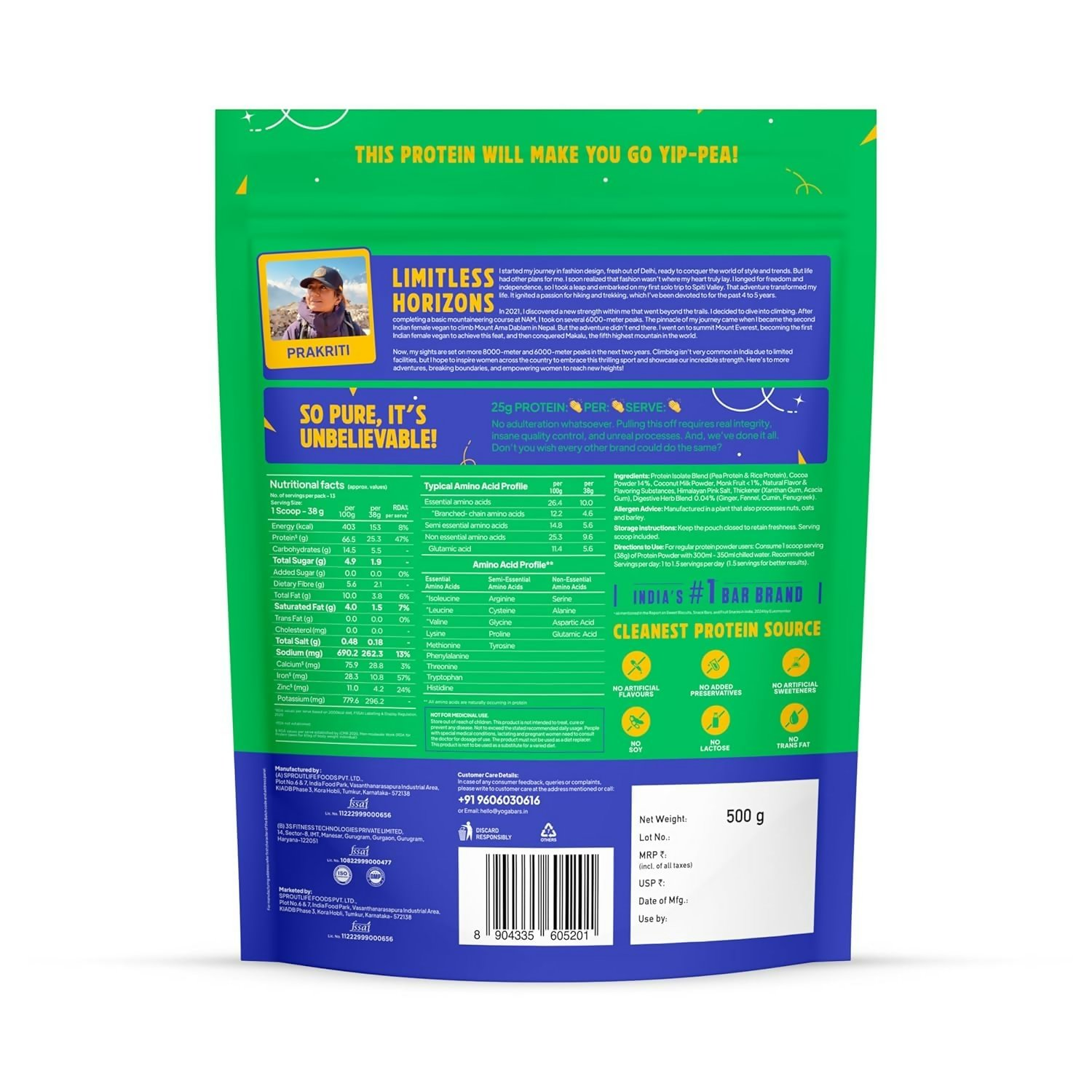 Yoga Bar Pro Clean Plant Protein Powder Chocolate Flavour & Unflavoured Yoga Bar