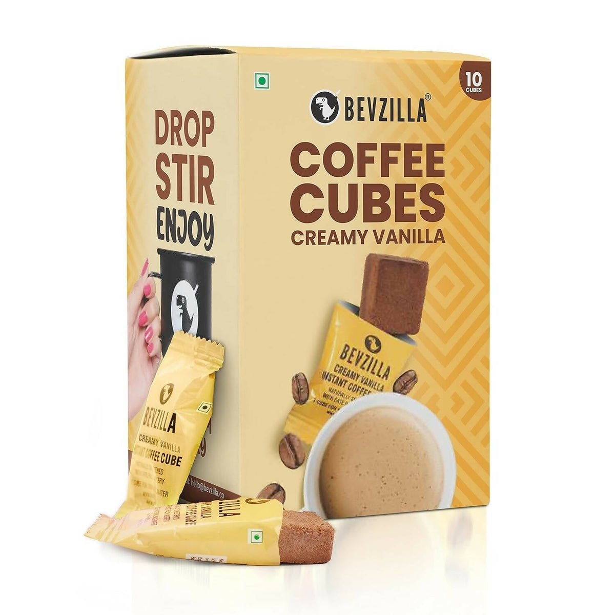 Bevzilla Instant Coffee Cubes Pack with Organic Date Palm Jaggery - Creamy Vanilla - Safuron
