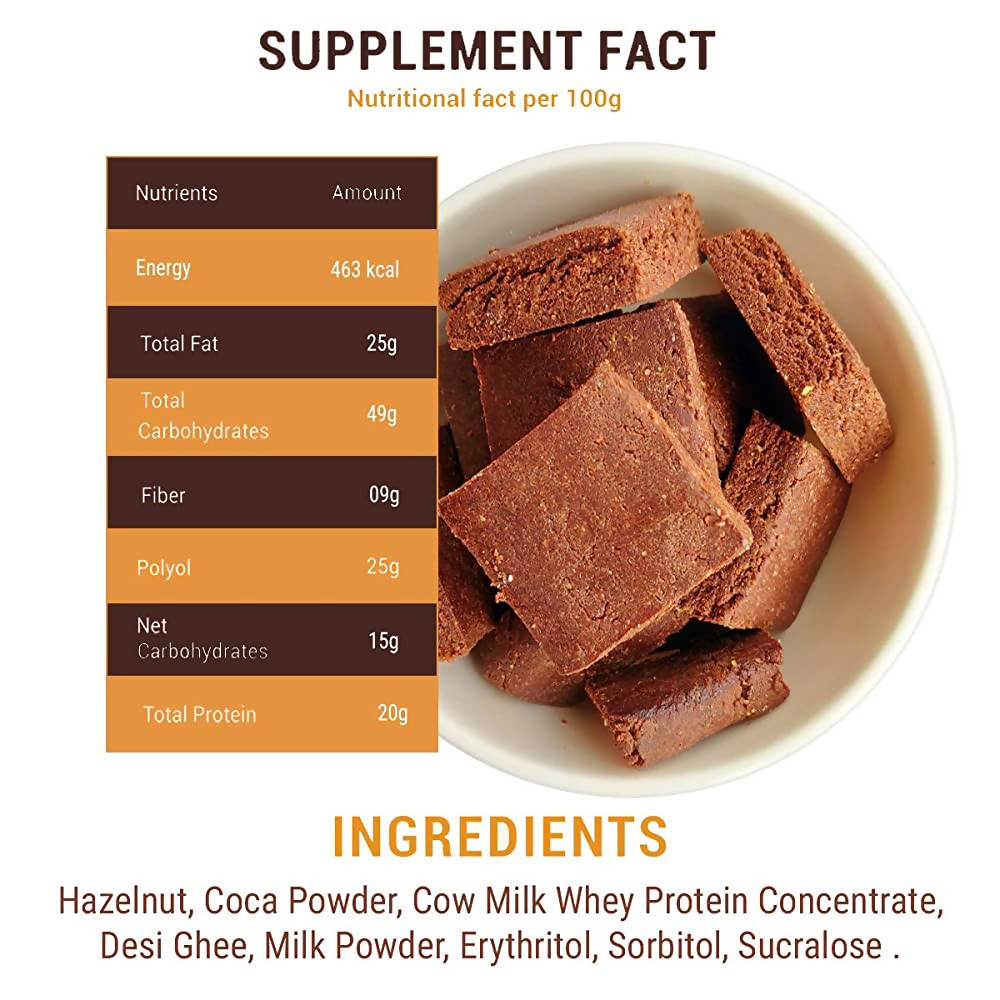NutroActive Desi Ghee Barfi Hazelnut Chocolate NutroActive