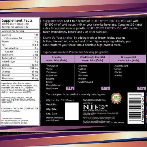 Inlife Whey Protein Isolate Powder Inlife