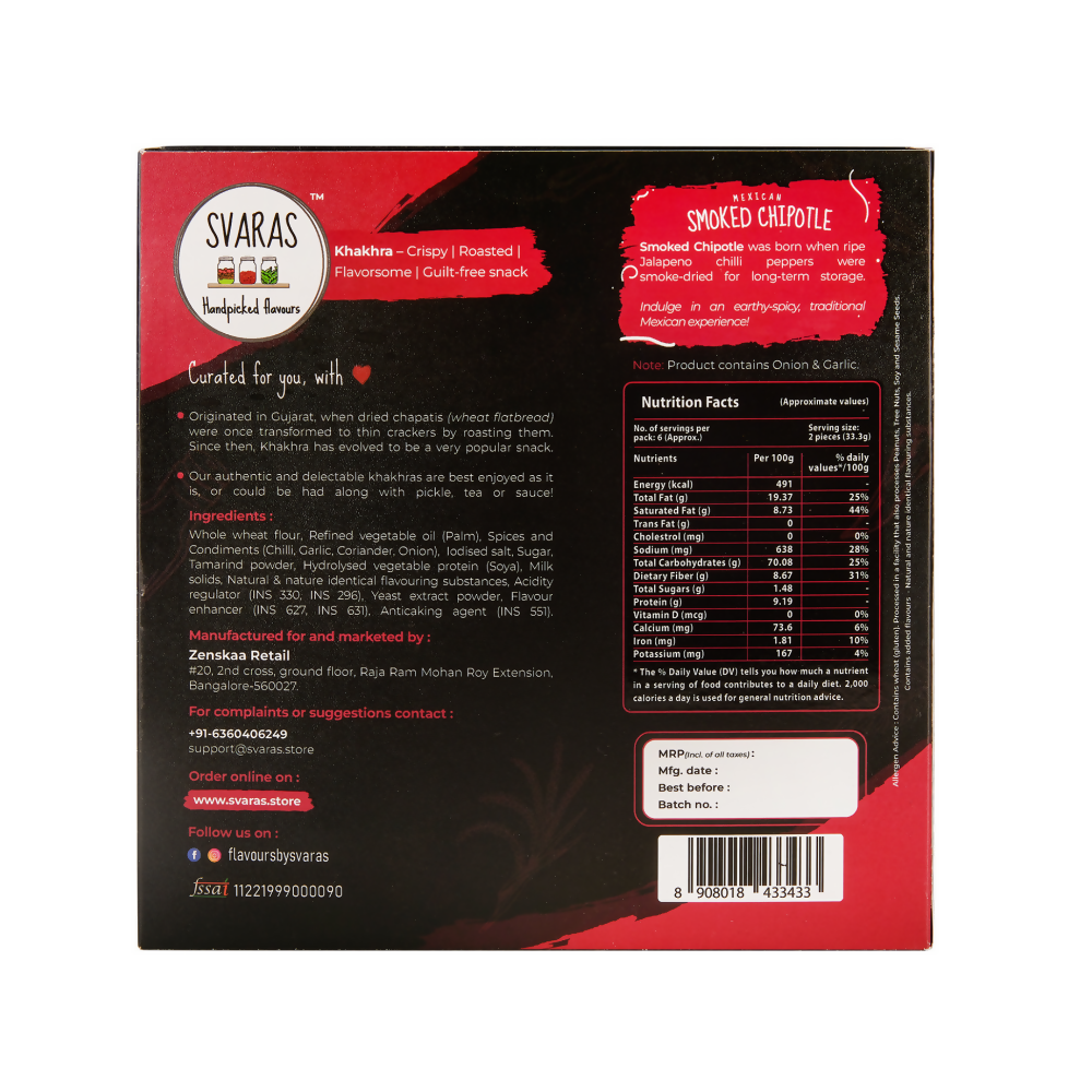 Svaras Mexican Smoked Chipotle Khakhra Svaras