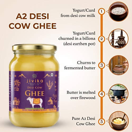 Jivika Naturals A2 Desi Cow Ghee | 100% Desi Gir Cow Ghee | A2 Milk Certified Ghee Jivika Naturals