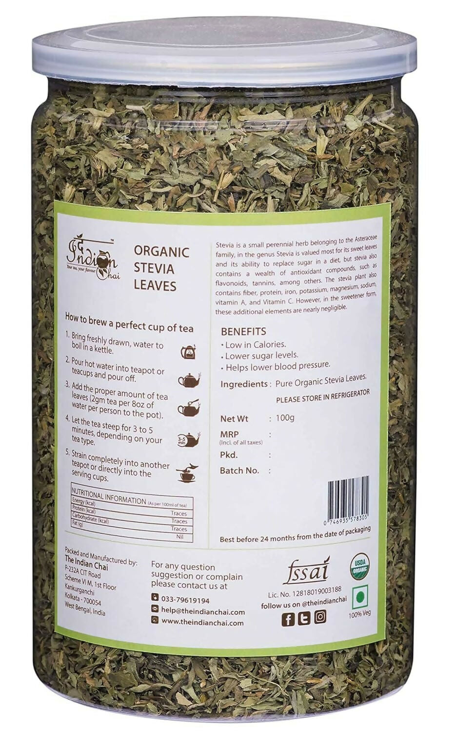 The Indian Chai - Organic Stevia Leaves Tea The Indian Chai
