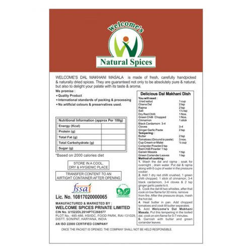 Welcome’s Natural Spices Dal Makhani Masala Powder Welcome’s Natural Spices