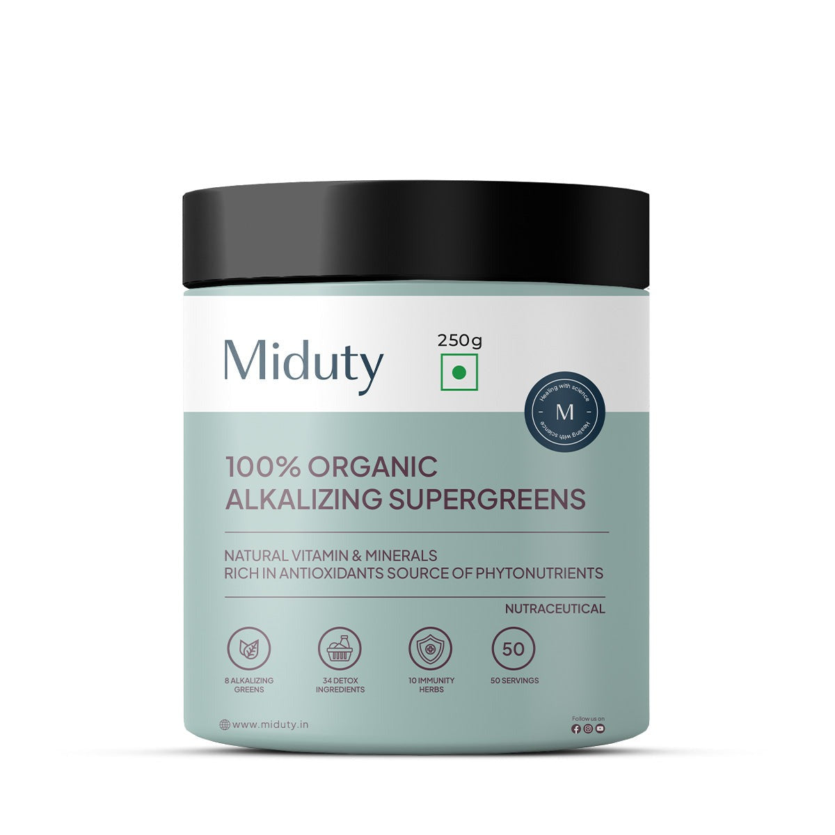 Miduty by Palak Notes 100% Organic Alkalizing Super Greens Powder - Safuron