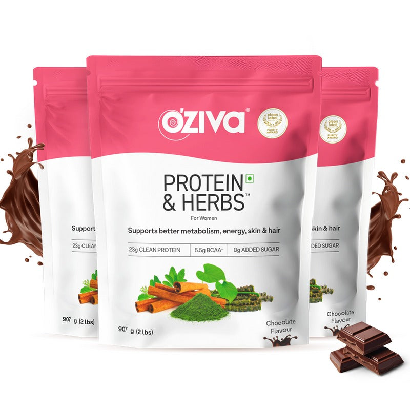 OZiva Protein & Herbs for Women - Protein Powder to Reduce Body Fat, Manage Weight & Metabolism, No Added Sugar - Safuron