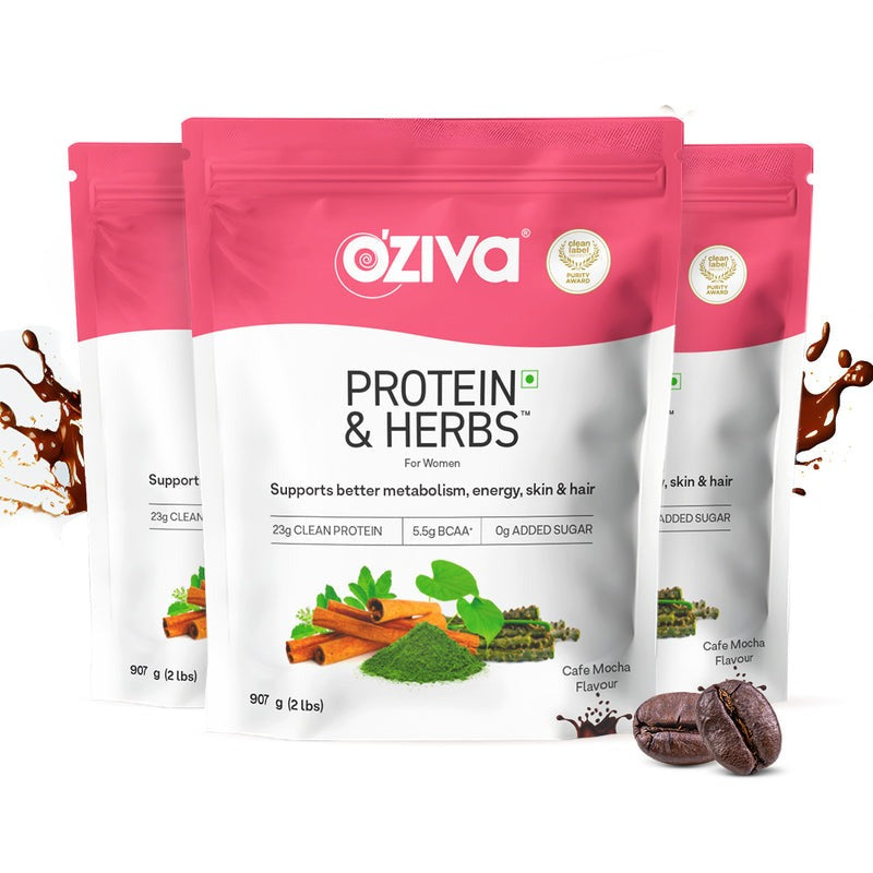 OZiva Protein & Herbs for Women - Protein Powder to Reduce Body Fat, Manage Weight & Metabolism, No Added Sugar - Safuron