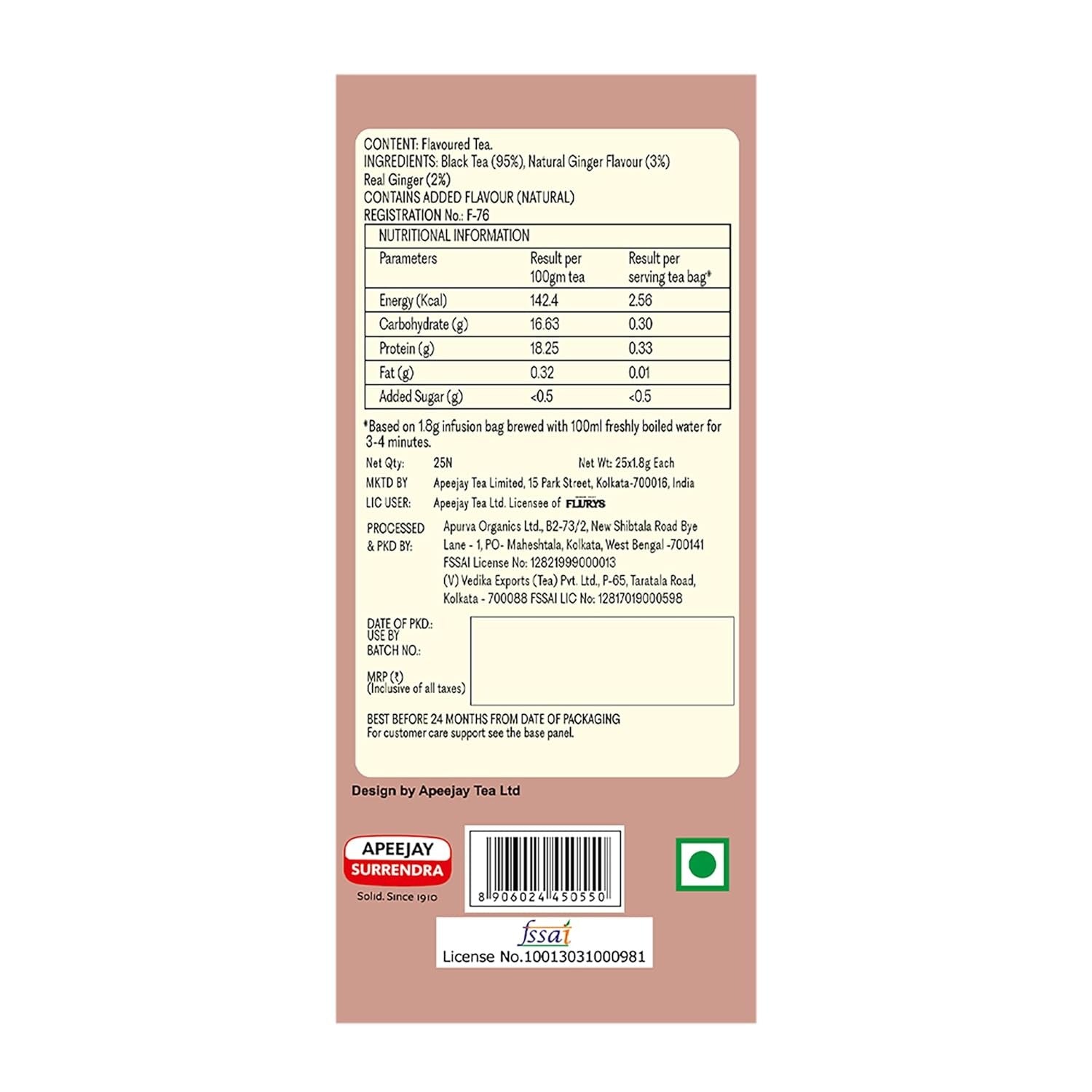 Typhoo Stimulating Adrak Chai Tea Bags Typhoo