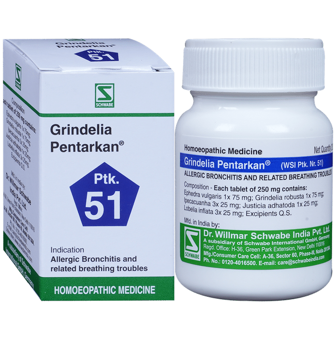 Dr. Willmar Schwabe India Grindelia Pentarkan Ptk 51 Tablets - Safuron Naturals