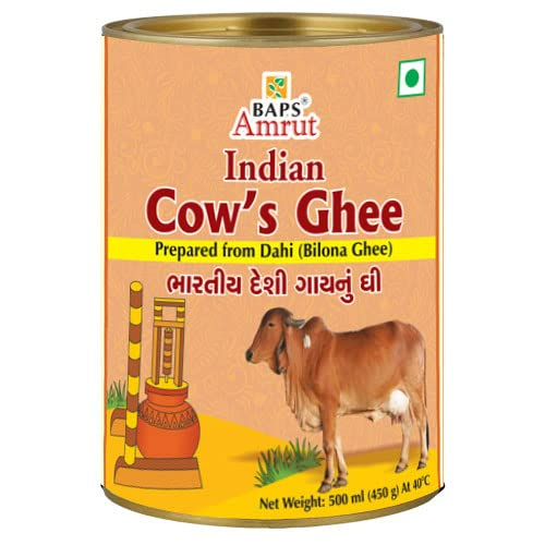 Baps Amrut Indian Cow's Ghee | Indian Organic Cow Ghee | Vedic Bilona Method Ghee Baps Amrut