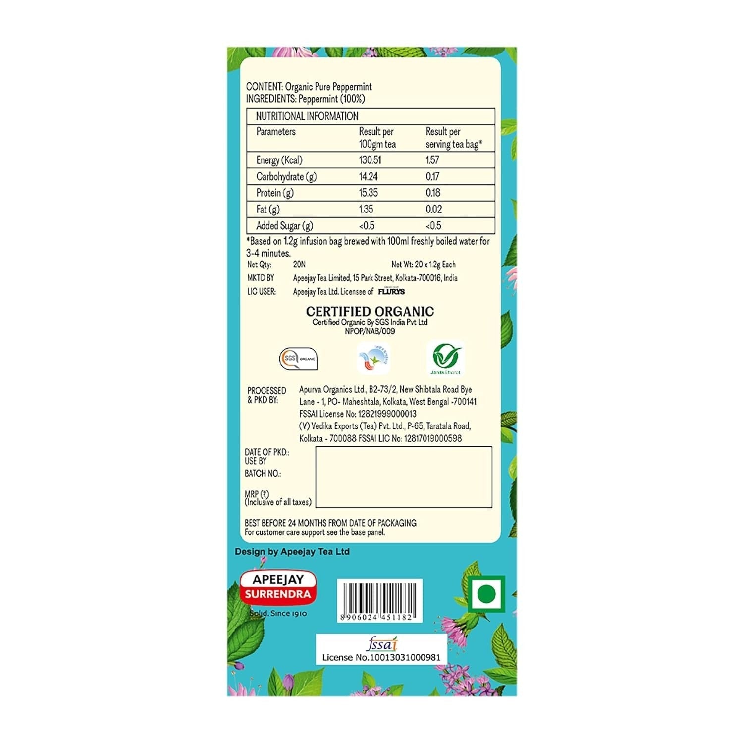 Typhoo Refreshing Organic Peppermint Tea Bags Typhoo