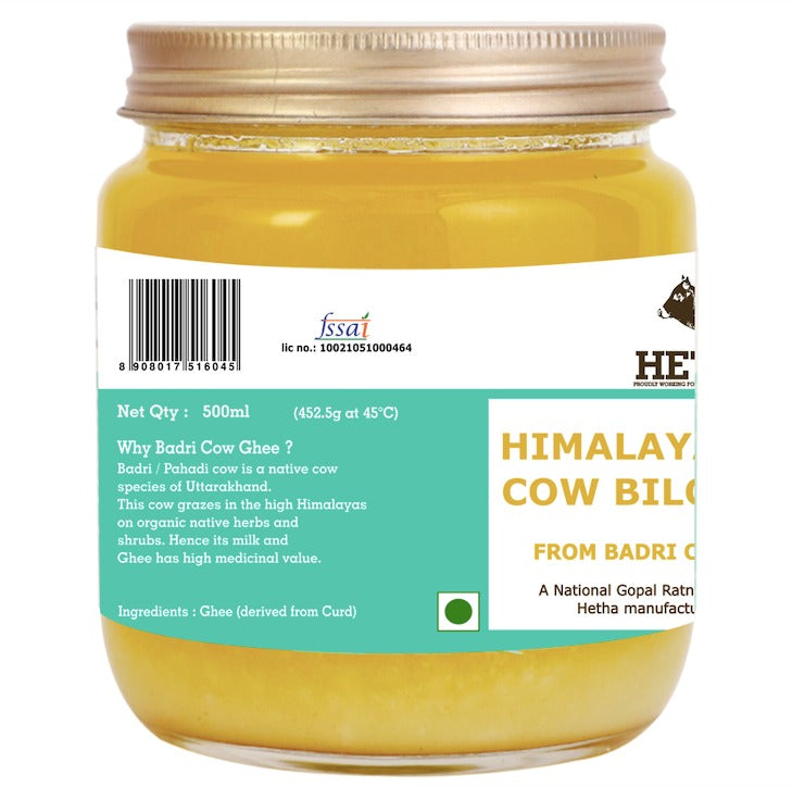 Hetha Himalayan Badri Cow A2 cultured Bilona Ghee / A2 Ghee | Organic and Pure Cow Ghee | Made From Grass Fed A2 Cow's Milk Hetha