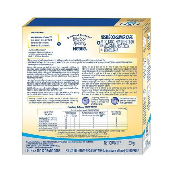 Nestle Nan Lo-Lac Infant Formula Powder (Up to 24 Months) Nestle