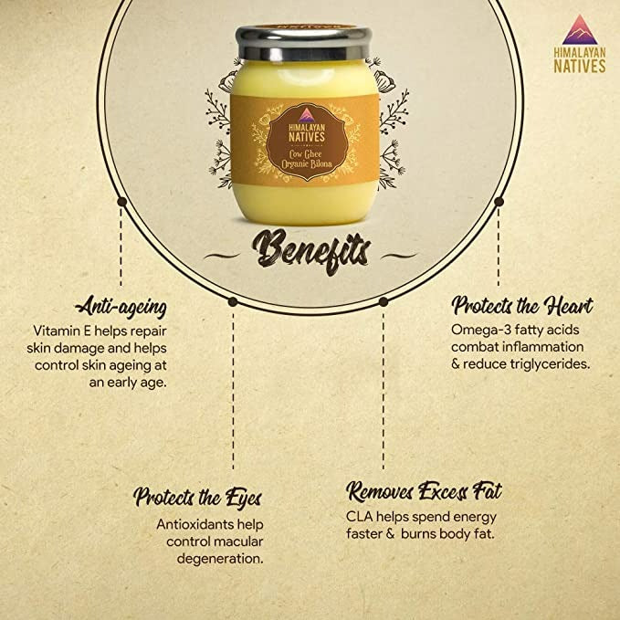 Himalayan Natives Organic Cow Bilona Ghee | Made From Grass Fed Cow's Milk | Organic Ghee Himalayan Natives