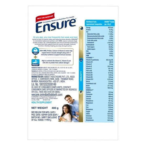 Ensure Nutritional Powder Vanilla Flavour - Balanced Nutrition Drink, Helps in Weight Management Ensure