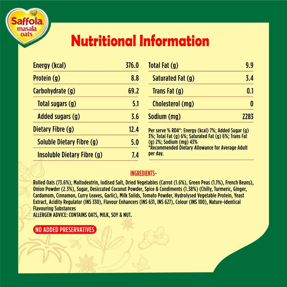 Saffola Masala Oats Veggie Twist Saffola