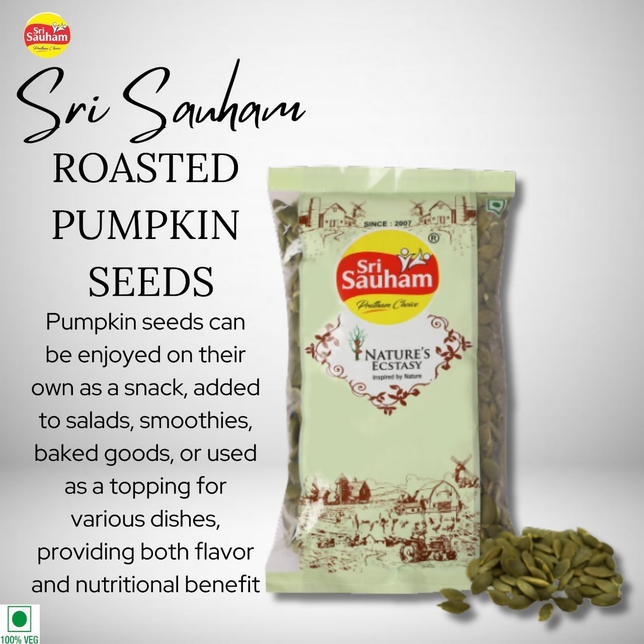 Sri Sauham Natural Roasted Pumpkin Seeds Sri Sauham