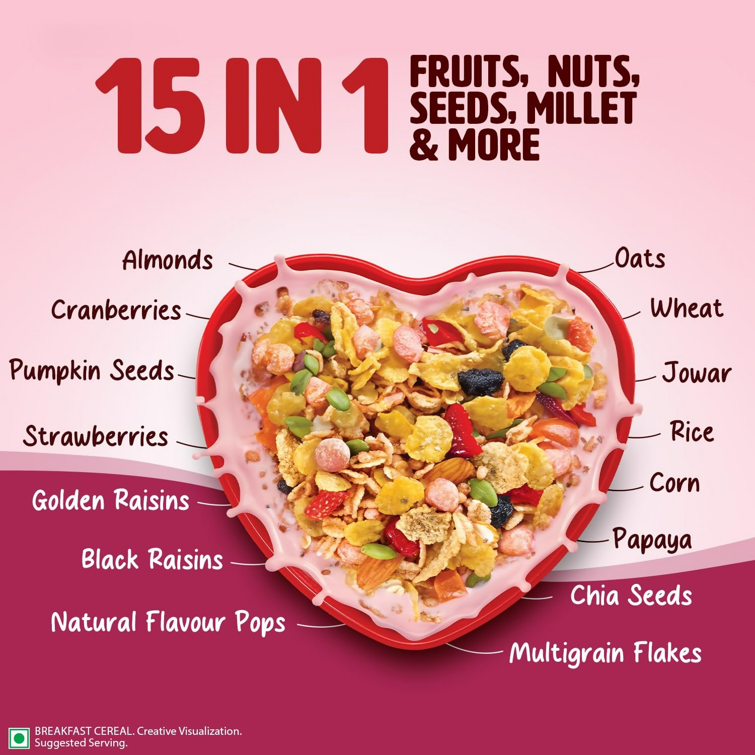 Saffola Muesli Fruit & Nut Berry Crunch with Flavour Pops Saffola