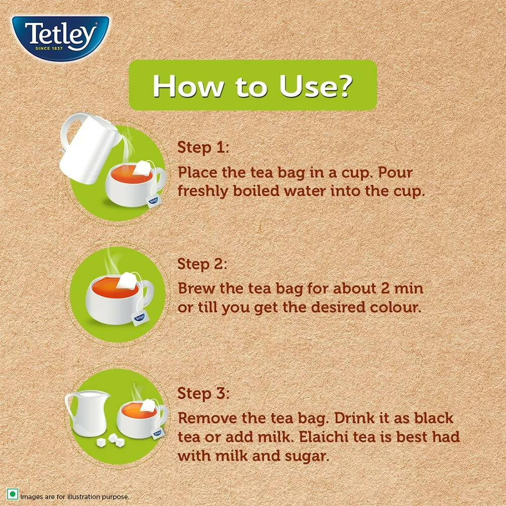 Tetley Elaichi Flavoured Chai - Black Tea, Every Sip Will Awaken Your Senses Tetley
