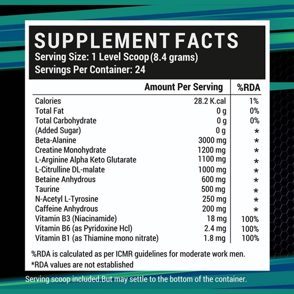 Inlife Pre-Workout Powder Orange Flavour Inlife
